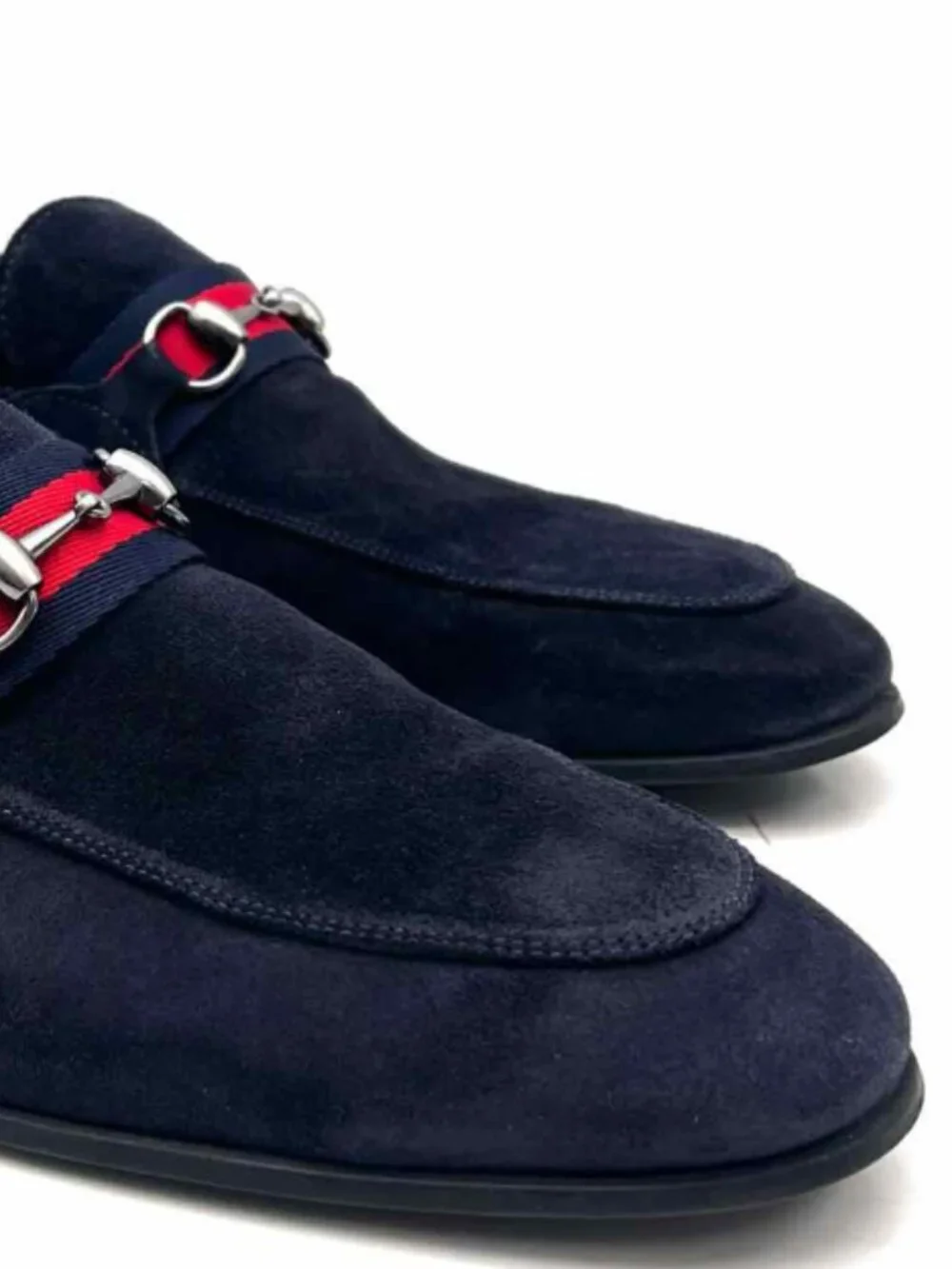 Section X Men's Navy & Red Suede Horsebit Loafers Size 10 - LIKE NEW